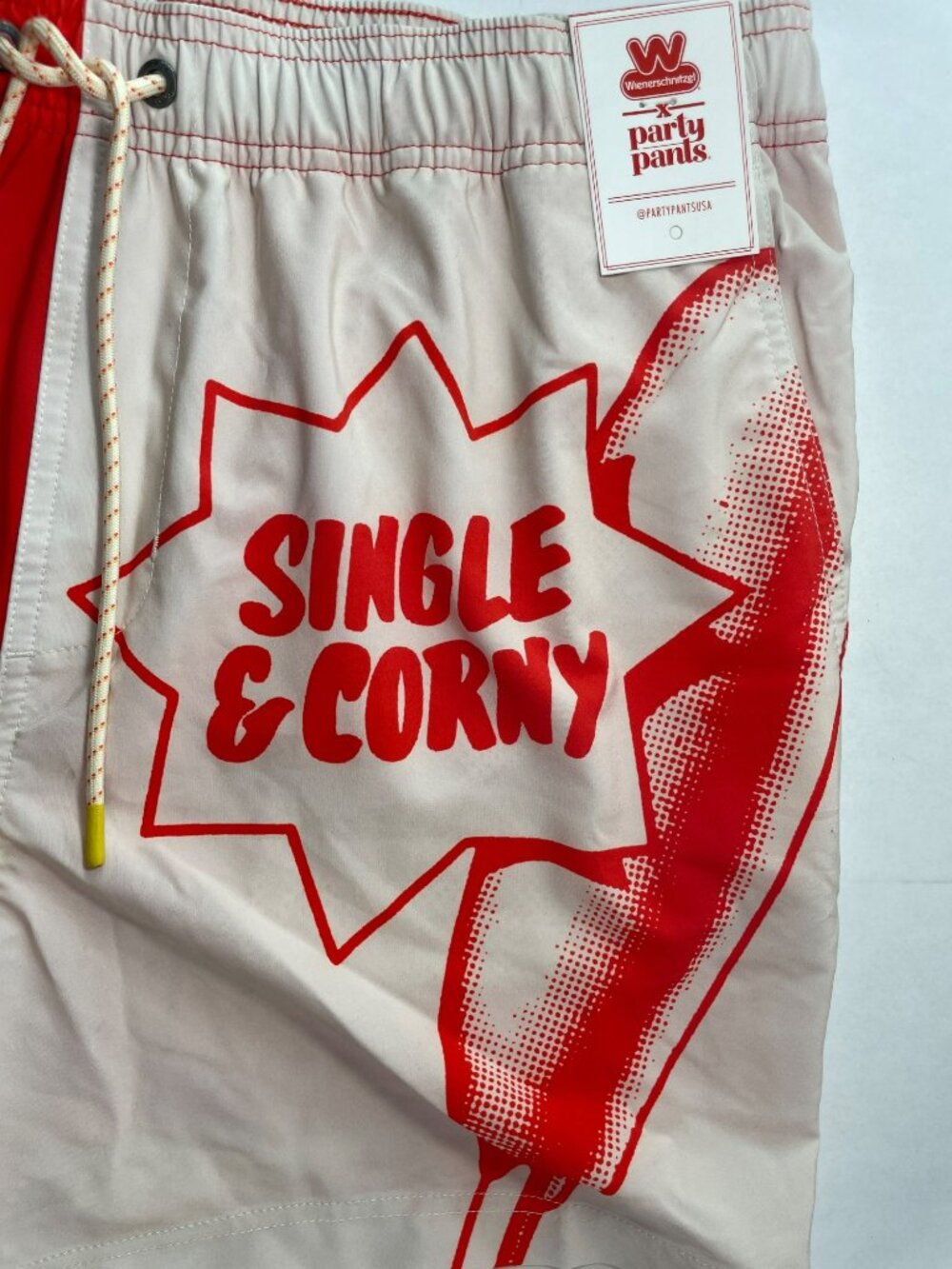 Party Pants x Wienerschnitzel 5" Red Swim Shorts Men's Sz XL NWT - Picture 3 of 11